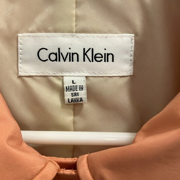 Calvin Klein Coral Double Breasted Lined Trench Rain Jacket Women Large Trench - Picture 3 of 8